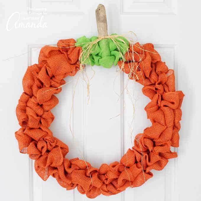 pumpkin wreath made from burlap