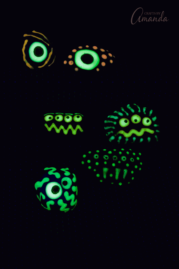 Make glow in the dark monster rocks this Halloween for some spooky fun!