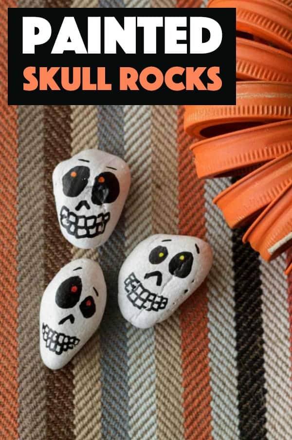 Skull Rocks painted rocks Halloween painting craft for kids