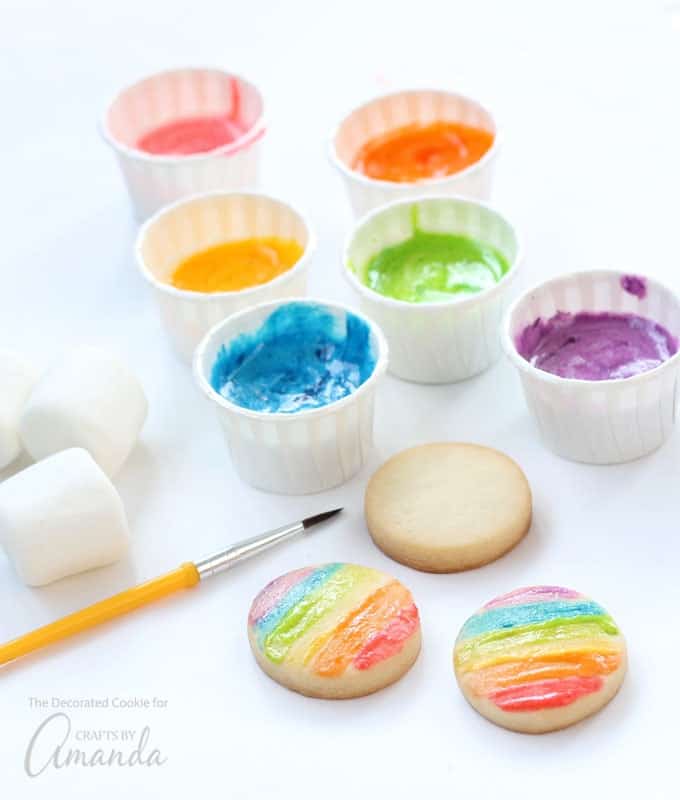 Painting cookies with Marshmallow Edible Paint