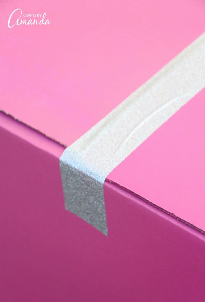 glitter duct tape on pink box