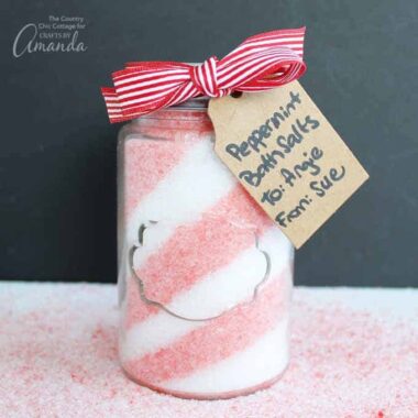 These Peppermint Bath Salts require only four ingredients and take less than 10 minutes to make. The perfect DIY holiday gift idea, candy cane bath salts!