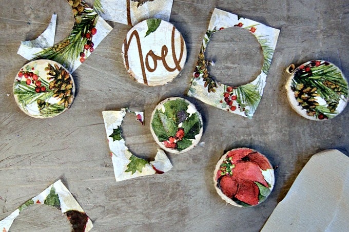 Wood Slice Decoupage Ornaments - tutorial 3 - Crafts by Amanda