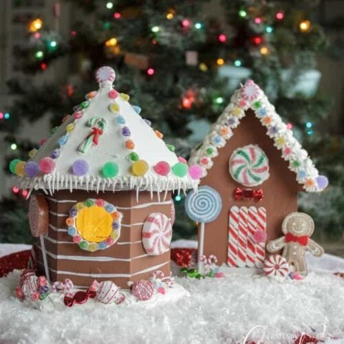 Learn how to make adorable Gingerbread Houses from wooden birdhouses!