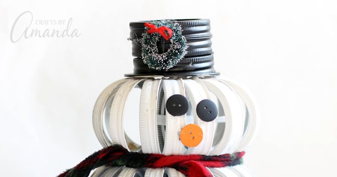 Mason Jar Lid Snowman