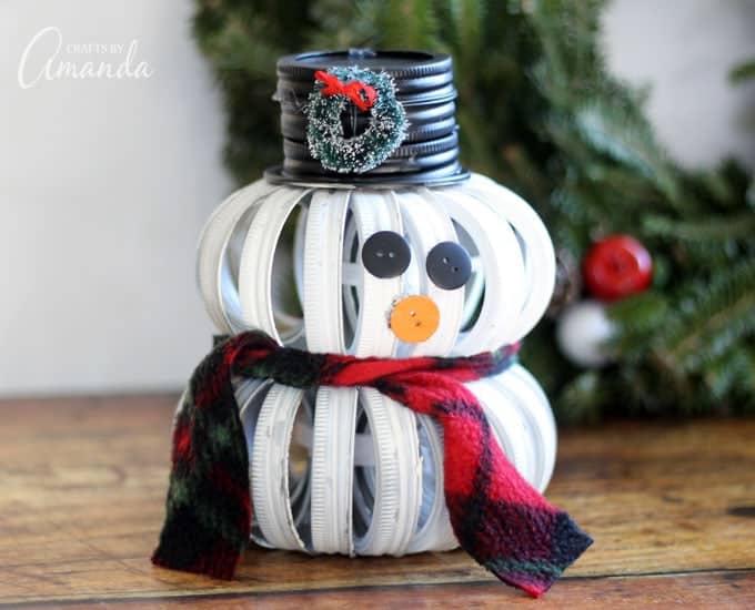 Mason Jar Lid Snowman