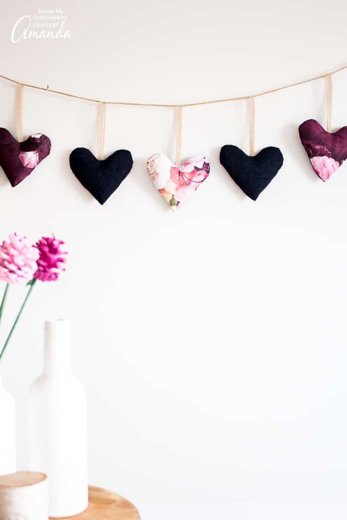 Fabric Scrap Heart Garland