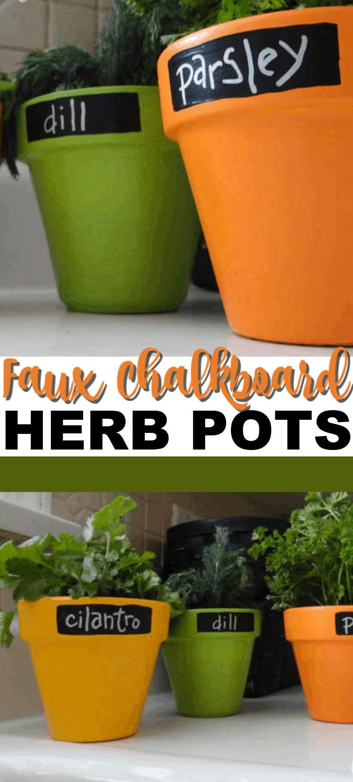 faux chalkboard herb pots
