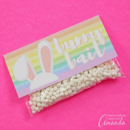 Get your kids excited for Easter by printing off this Bunny Bait Printable to make sure the Easter Bunny stops by your home! These treat bags are fun and simple to assemble so make enough for all your friends and family this Easter!