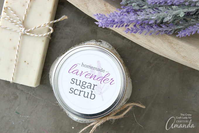 lavender sugar scrub with printable label