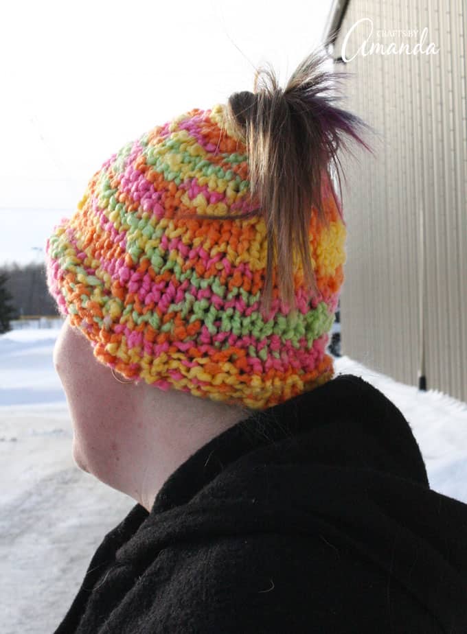 How to Knit a Messy Bun Hat