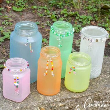 These Beaded Frost Luminaries are a great Earth Day craft. These soft colored luminaries will add just the right amount of soft color and light to any garden or path in your yard.