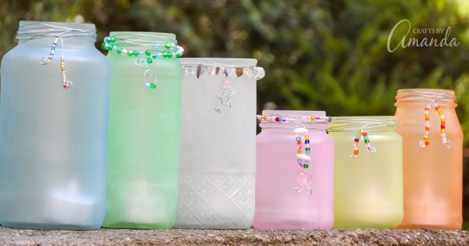 Beaded Frost Luminaries in row