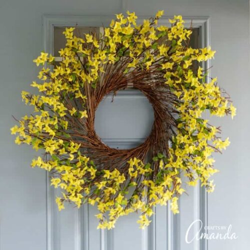 Yellow 24 inches w Darice Forsythia Wreath 