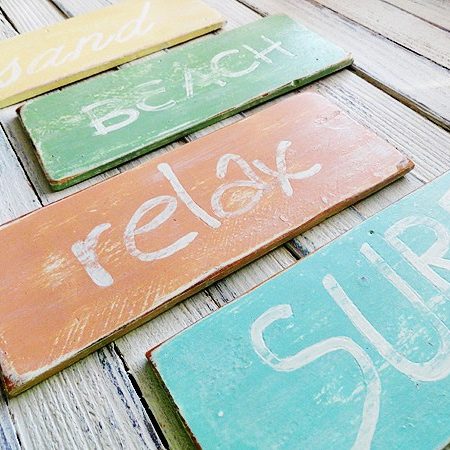 Beach Signs: weathered rustic beach signs you can make yourself