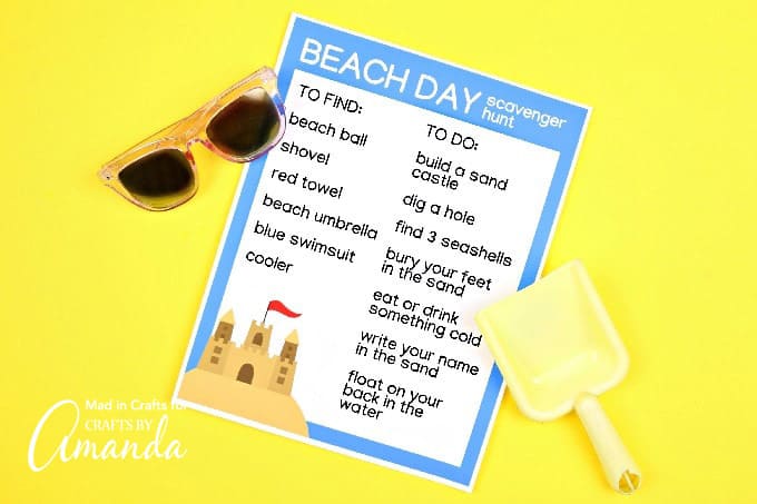 scavenger hunt printable with yellow background