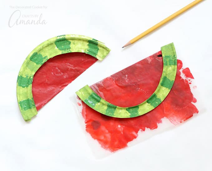 Painting the watermelon suncatchers