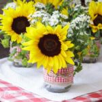 mason jar centerpieces with sunflowers