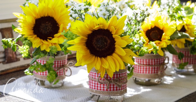 Sunflower Mason Jar Centerpieces