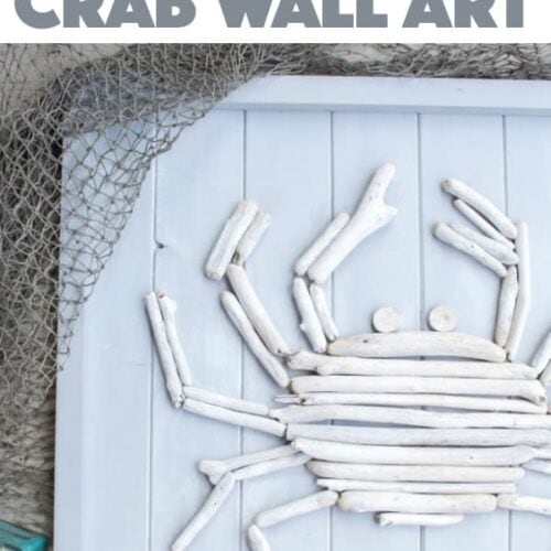 Next time your at the beach, don't forget to collect some driftwood for making your own crab coastal decor, like this driftwood crab wall art! #driftwood #beachcrafts #wallart #beachdecor #beach #cottage #beachart
