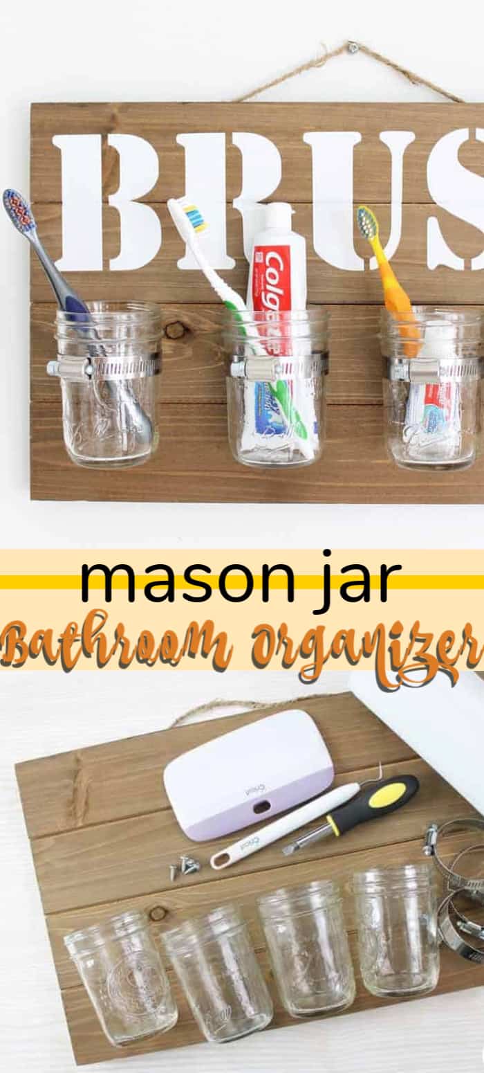 Mason Jar Bathroom Organizer organize using mason jars