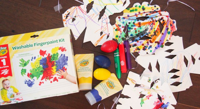 paper snowflakes and crayola products