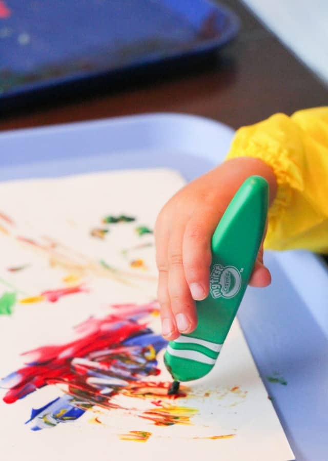 toddler making art