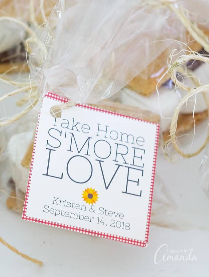 Take Home S'more Love: Printable s'more party favor bags, bridal shower