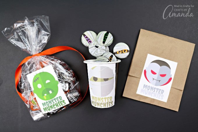 Printable Monster Stickers for Halloween Treat Bags