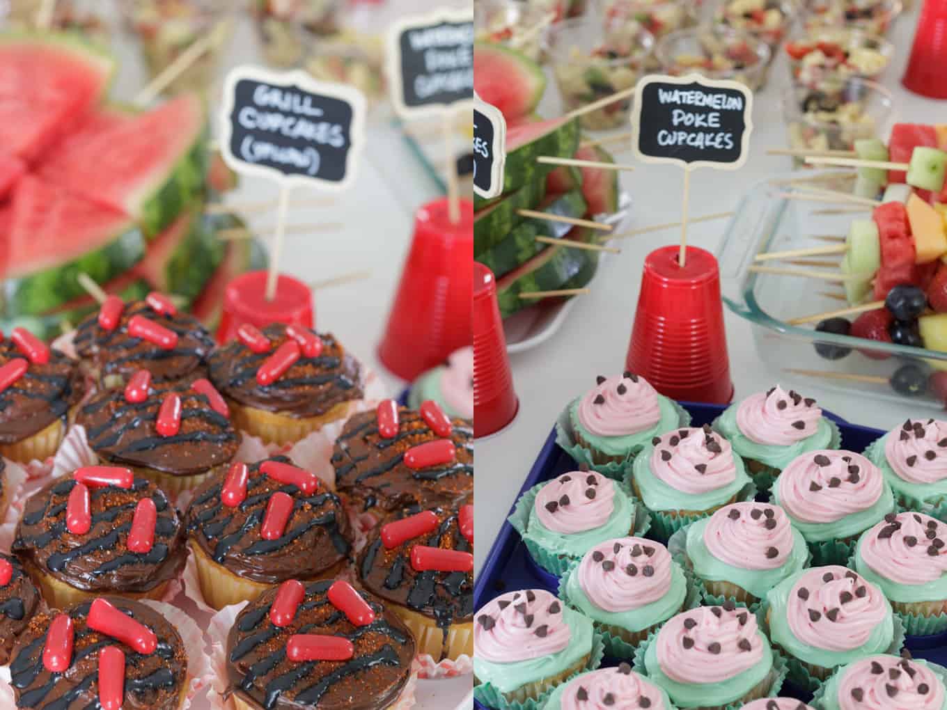 barbecue bridal shower watermelon cupcakes and grill cupcakes