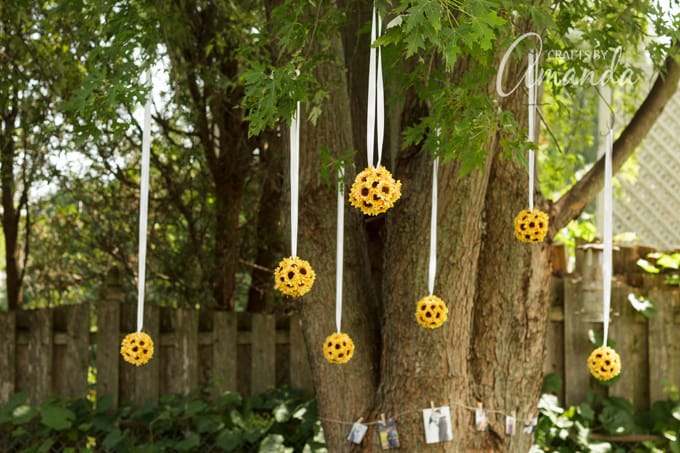 barbecue bridal shower sunflower kissing balls in a tree