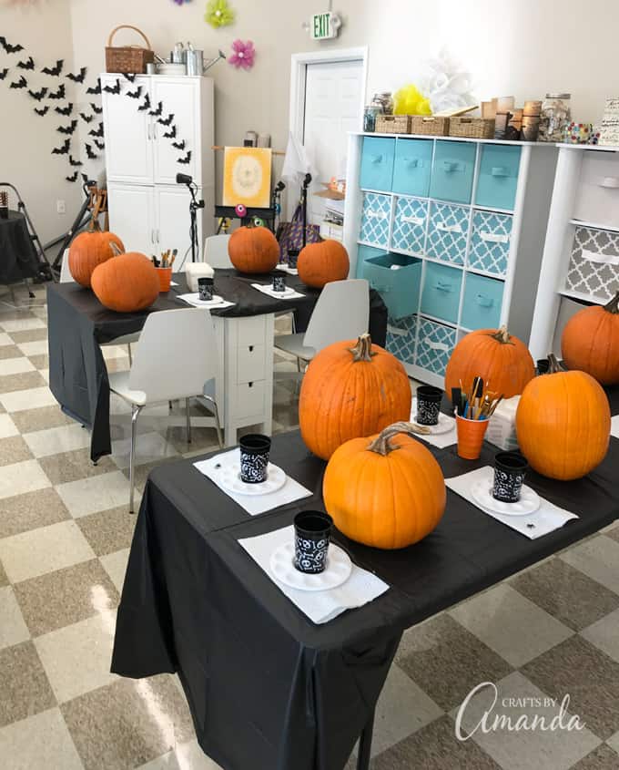 pumpkins on tables