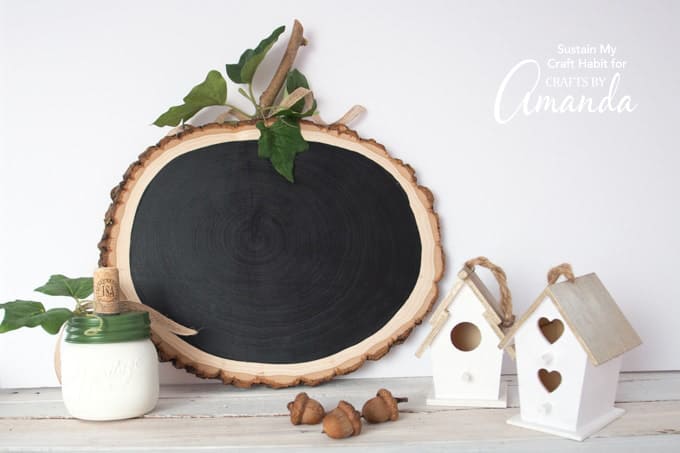 wood slice pumpkin chalkboard