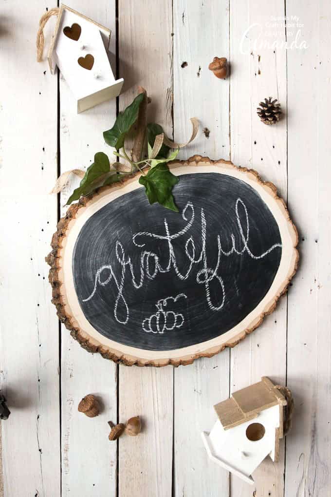 Reversible Wood Slice Pumpkin Chalkboard by Crafts By Amanda
