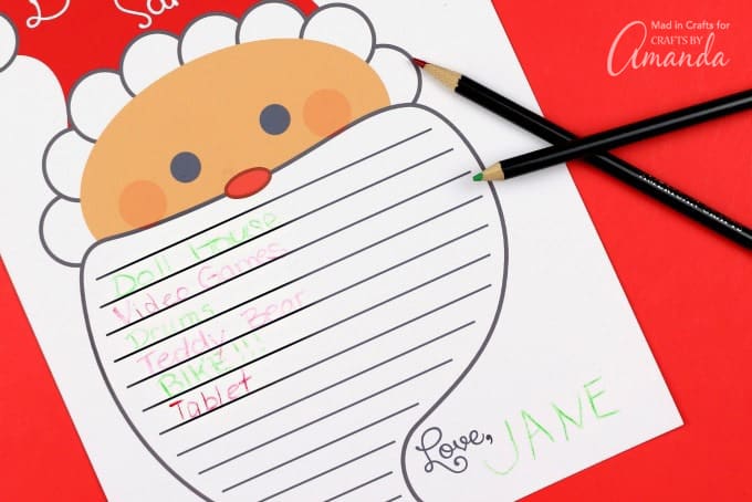 Finished letter to santa printable