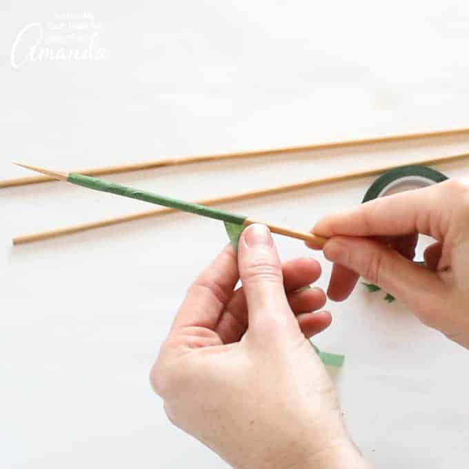 wrap floral tape around skewers