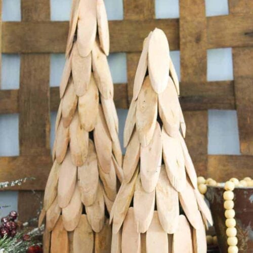 Rustic wood slice trees for Christmas