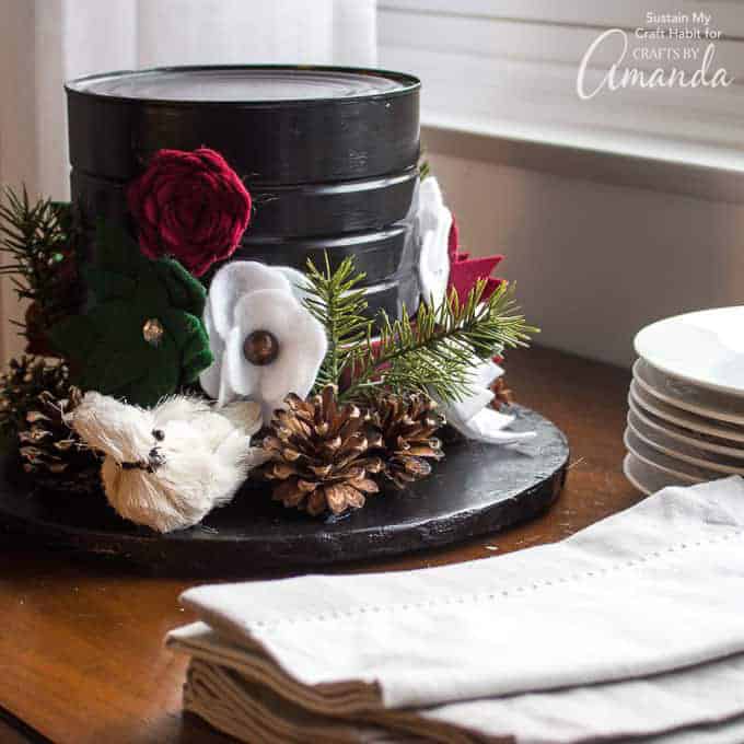 Snowman Hat Centerpiece a fun winter time recycling project