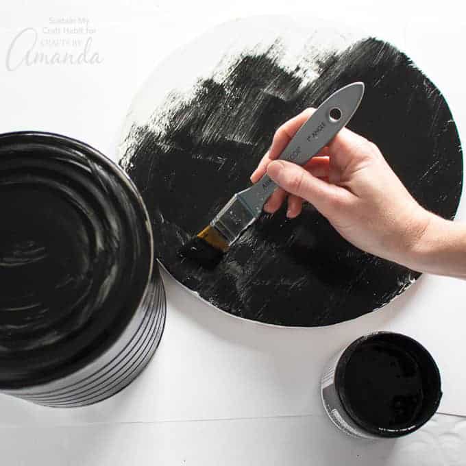 Painting the bottom black for snowman hat centerpiece