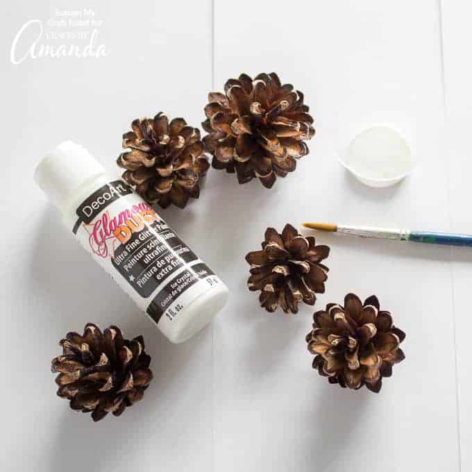 Painting pine cones white