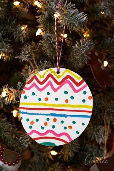 Melted Crayon Ornaments for kids using paper plates