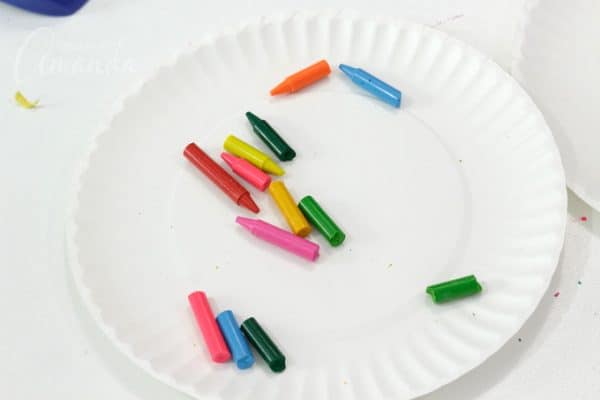 Melted Crayon Ornaments for kids using paper plates