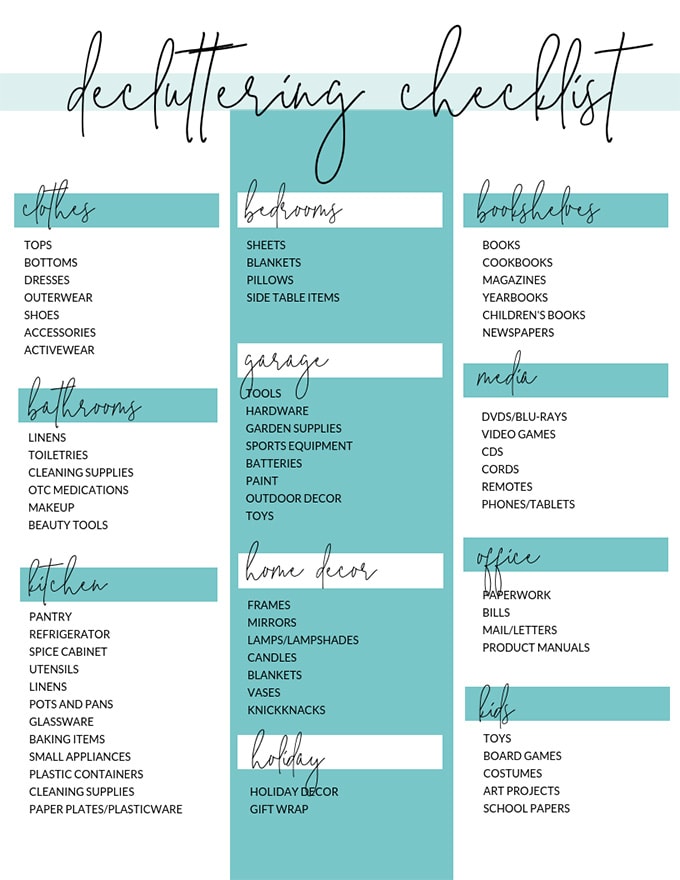 declutter home checklist