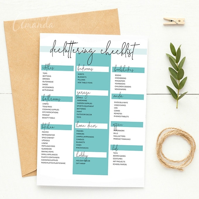 declutter checklist on table