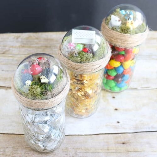 Make fairy garden topped jars to give as gifts!