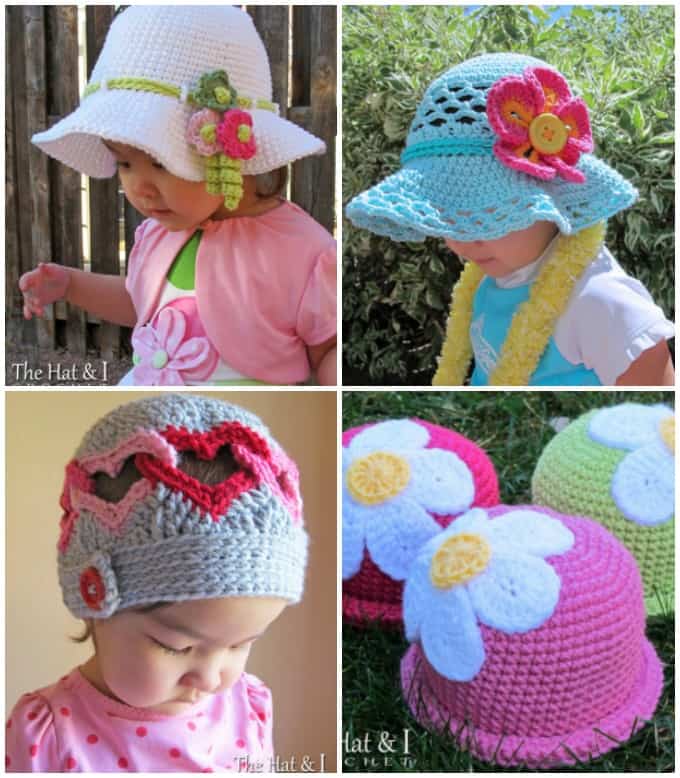 crochet hats with flowers