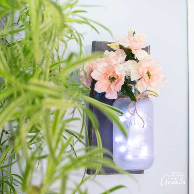 Diy mason jars with deals lights and flowers