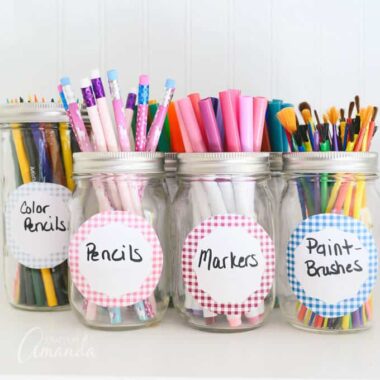 jars filled with craft supplies