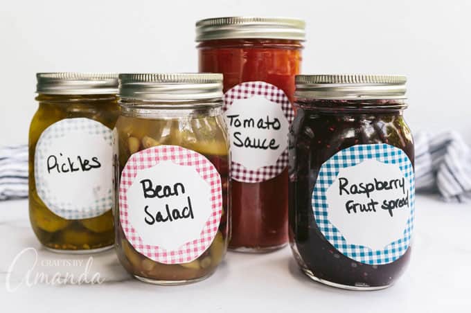 canned food on jars with labels on the front