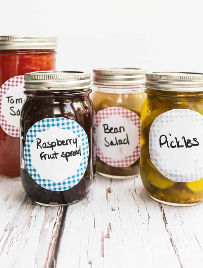 canned food in jars with pretty labels